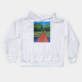 Oil Painting - Red Bridge. Kamchatka, Russia 2011 Kids Hoodie